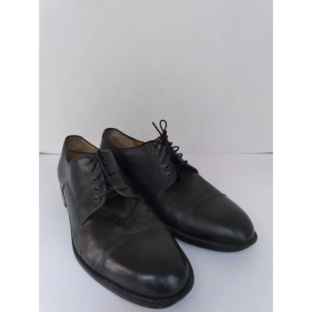 Salvatore Ferragamo‎ Leather Dress Shoes Cap Toe Oxfords Black